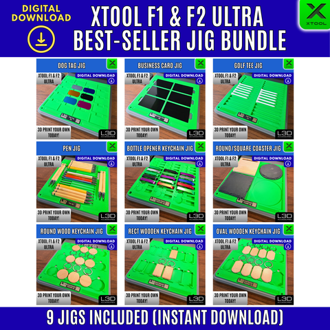 Best-Seller 9 Jig Bundle STL for xTool F1 Ultra, F2 Ultra & F2 Ultra UV | Digital Download