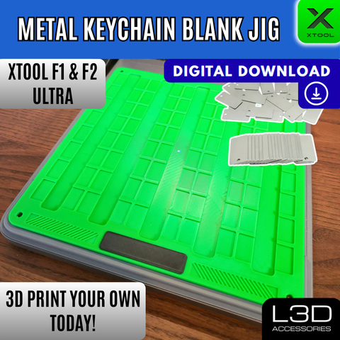 Metal Keychain Blank Jig STL for xTool F1 Ultra, F2 Ultra & F2 Ultra UV | 40mm x 20mm | Digital Download