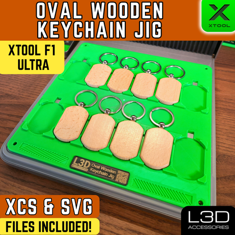 Oval Wooden Keychain Engraving Jig for xTool F1 Ultra, F2 Ultra & F2 Ultra UV | 50mm x 33mm