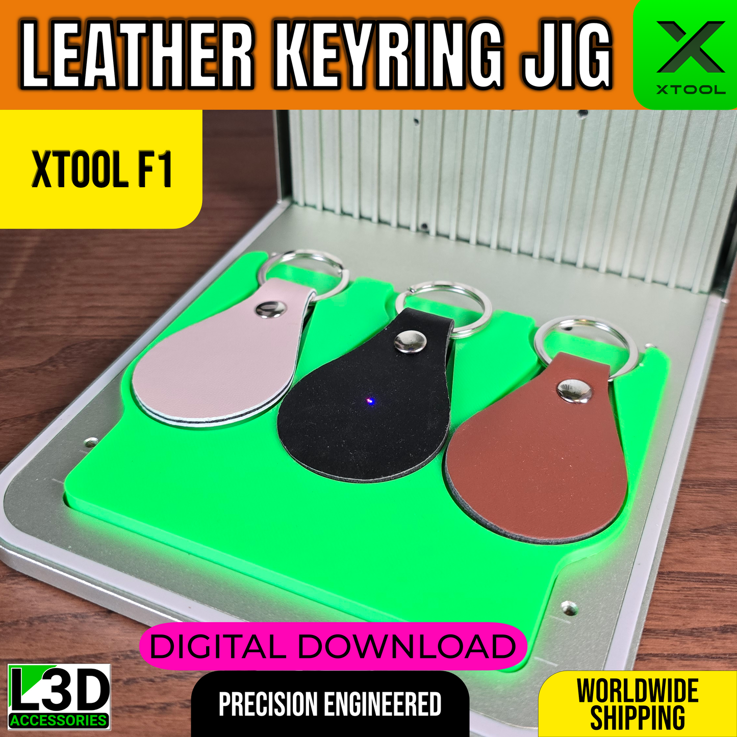 Digital Download | PU Leather Keychain Jig File for xTool F1 & F2