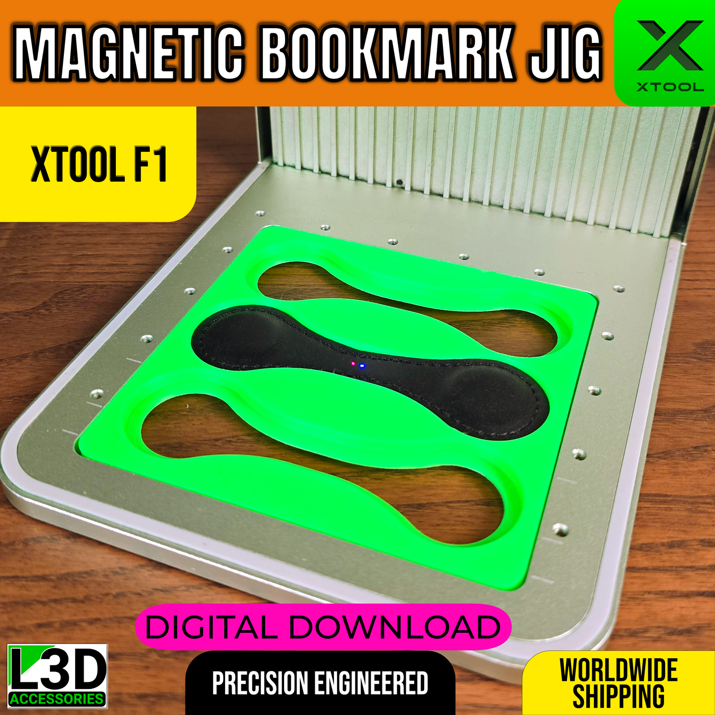 Digital Download | Magnetic Leather Bookmark Jig File for xTool F1 & F2