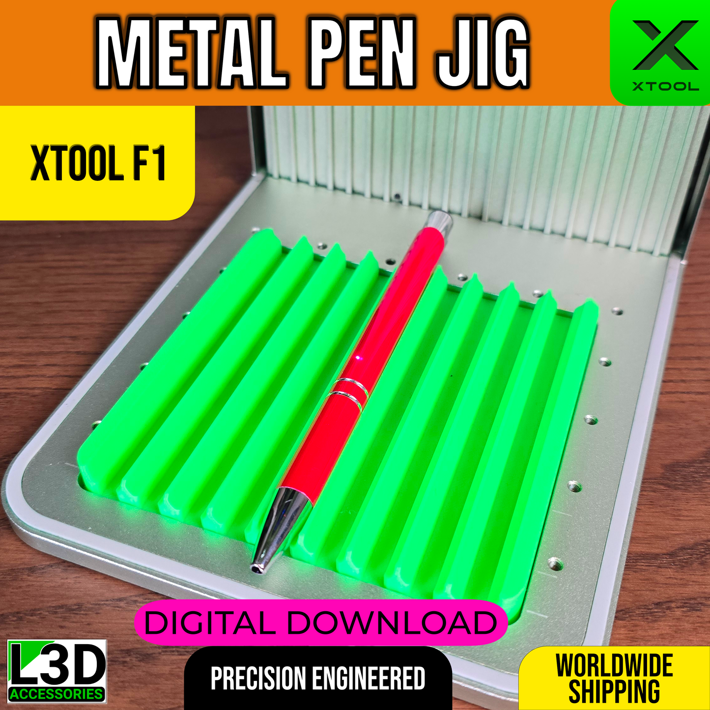 Digital Download | Metal Pen Engraving Jig File for xTool F1 & F2