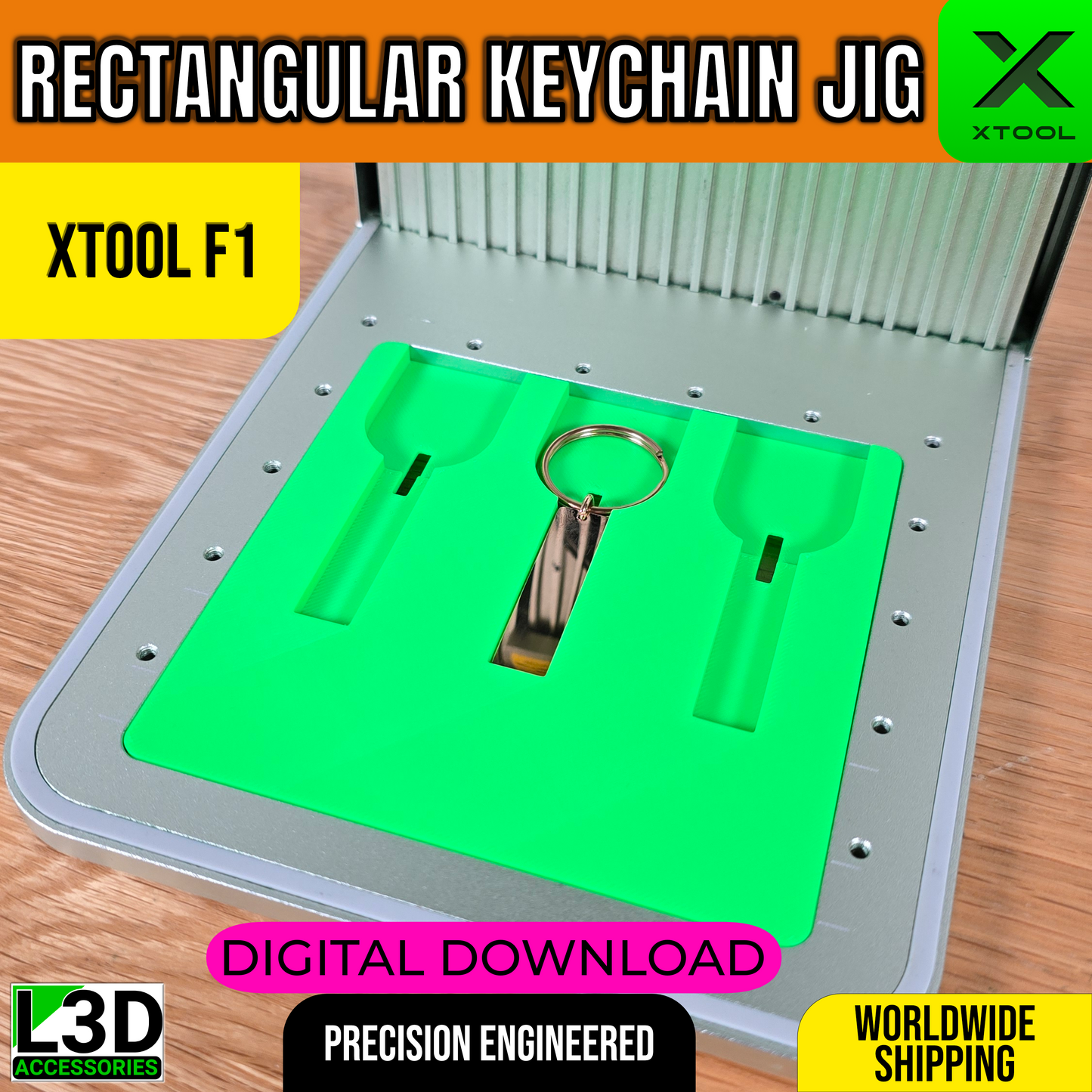 Digital Download | Stainless Steel Keychain Bar Jig File for xTool F1 & F2