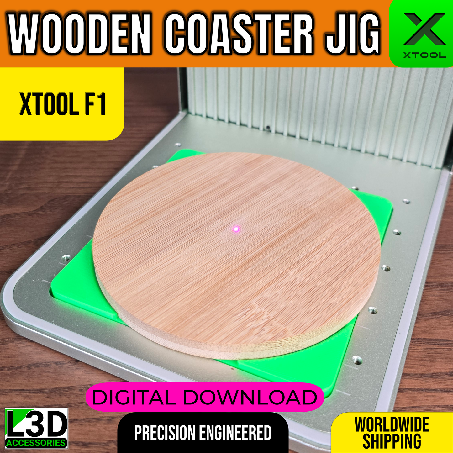 Digital Download | Round Bamboo Coaster Jig File for xTool F1 & F2