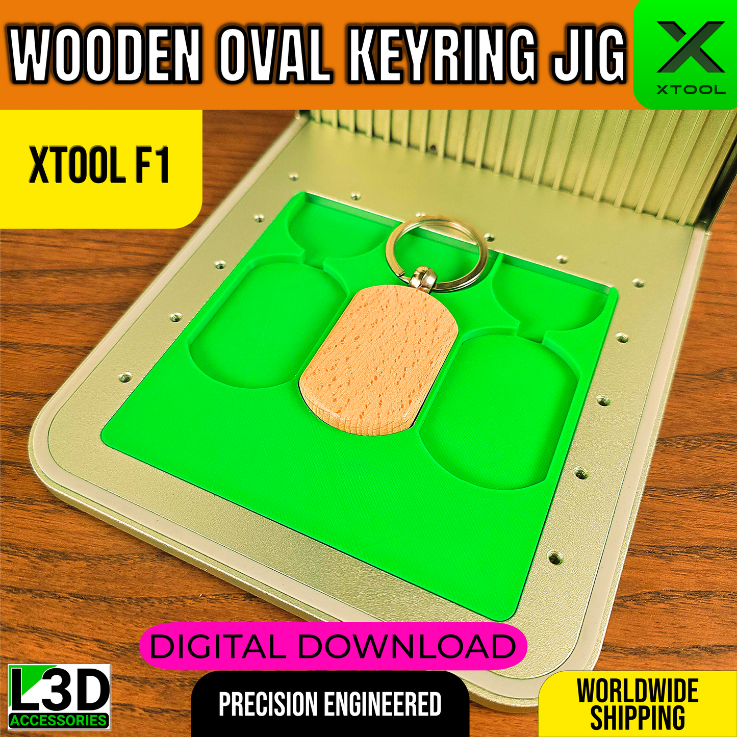 Digital Download | Oval Wooden Keychain Jig File for xTool F1 & F2