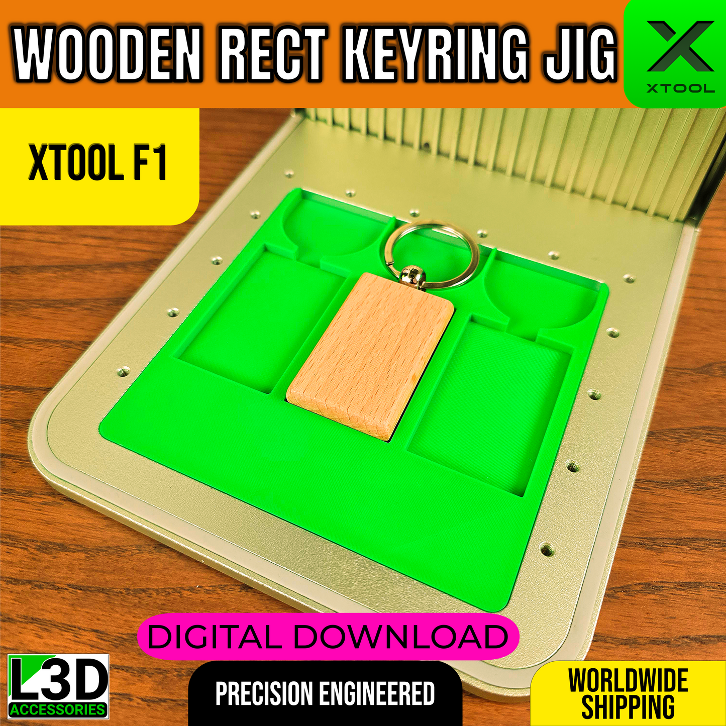 Digital Download | Rectangle Wooden Keychain Jig File for xTool F1 & F2