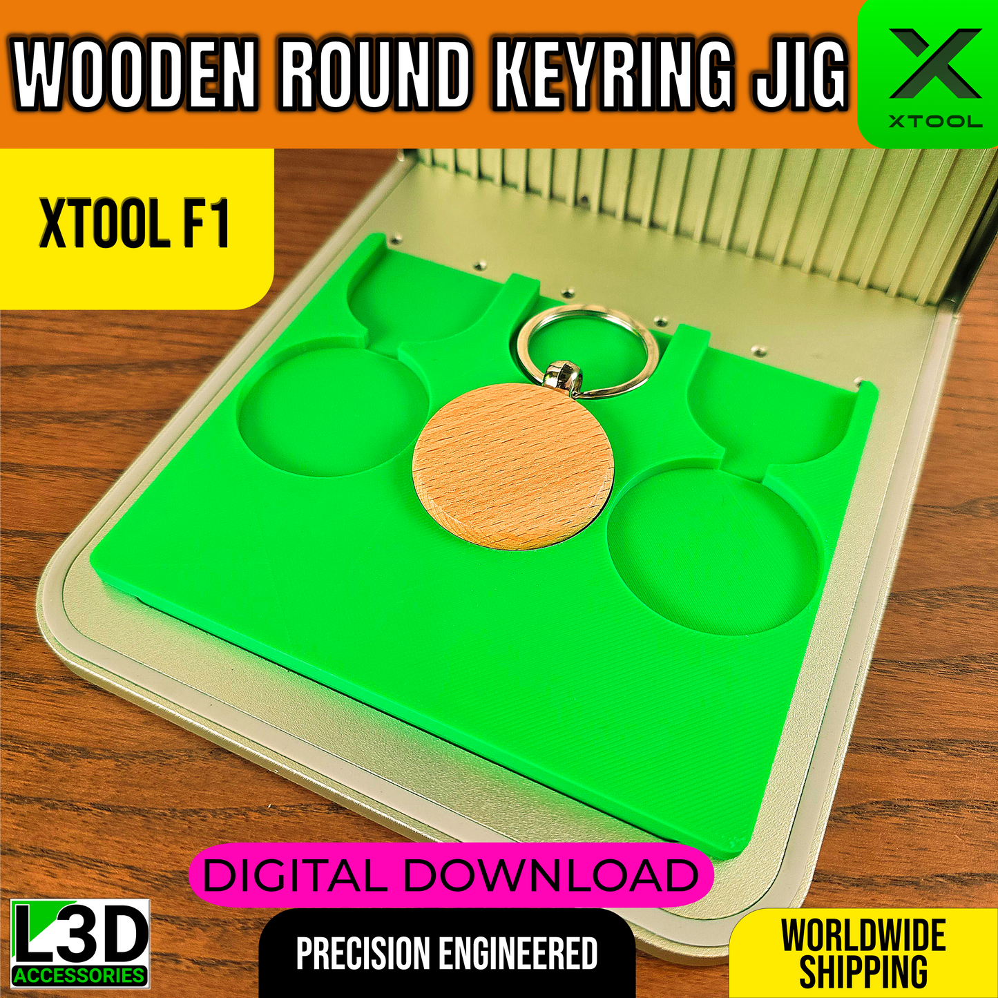 Digital Download | Keychain & Keyring Jig Bundle for xTool F1 & F2 (6 STL Files)