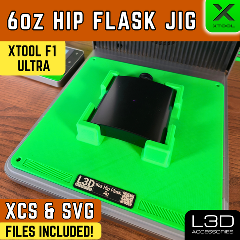6oz Hip Flask Engraving Jig for xTool F1 Ultra, F2 Ultra & F2 Ultra UV | Stainless Steel