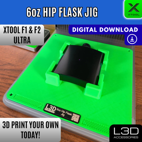 6oz Hip Flask Jig STL for xTool F1 Ultra, F2 Ultra & F2 Ultra UV | Digital Download