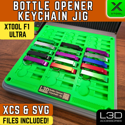 xTool F1 Ultra Bottle Opener Keychain Jig | Engraves 30 Aluminium Claw Openers at Once
