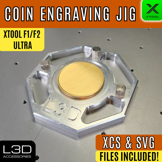 Coin Engraving Jig for xTool F1 Ultra & F2 Ultra – 30mm 40mm 50mm Coins – Aluminium Laser Fixture