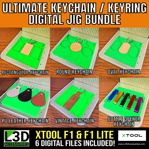 Keychain & Keyring Jig Bundle STL for xTool F1, F1 Lite & F2 | 6 Files | Digital Download