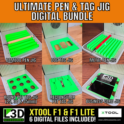Pen & Tag Jig Bundle STL for xTool F1, F1 Lite & F2 | 6 Files | Digital Download