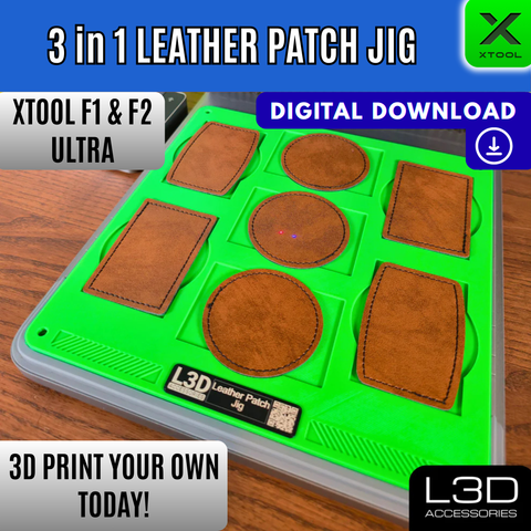 Leather Patch Jig STL for xTool F1 Ultra, F2 Ultra & F2 Ultra UV | Round, Oval & Rectangle | Digital Download