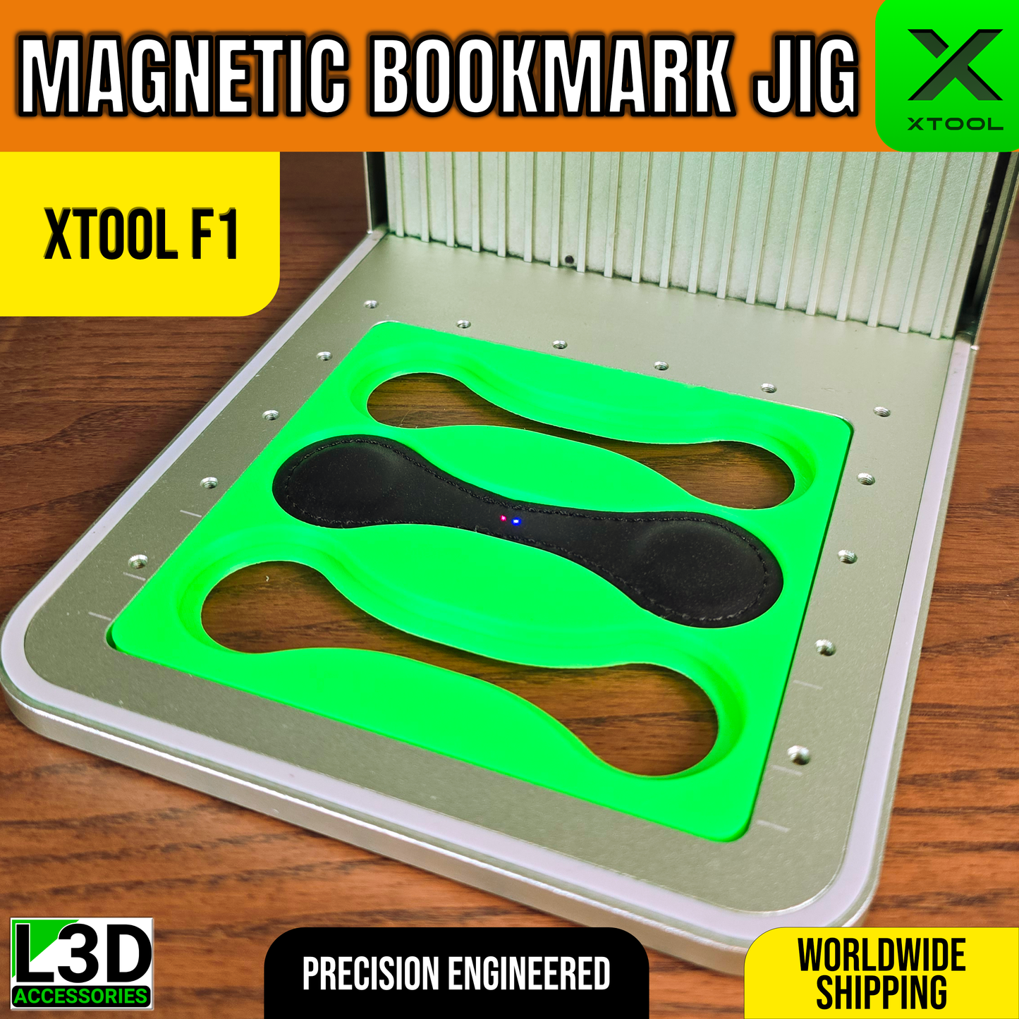 Magnetic Leather Bookmark Jig | xTool F1 & F1 Lite Engraving Holder
