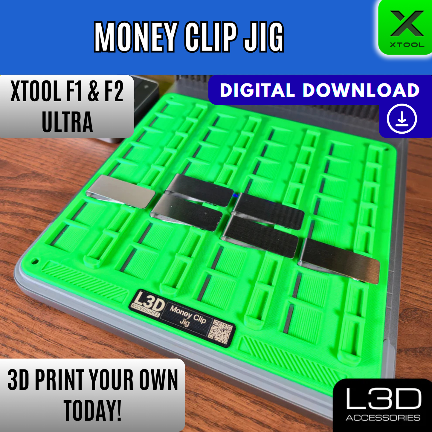 xTool F1 Ultra Money Clip Jig STL File | Digital Download