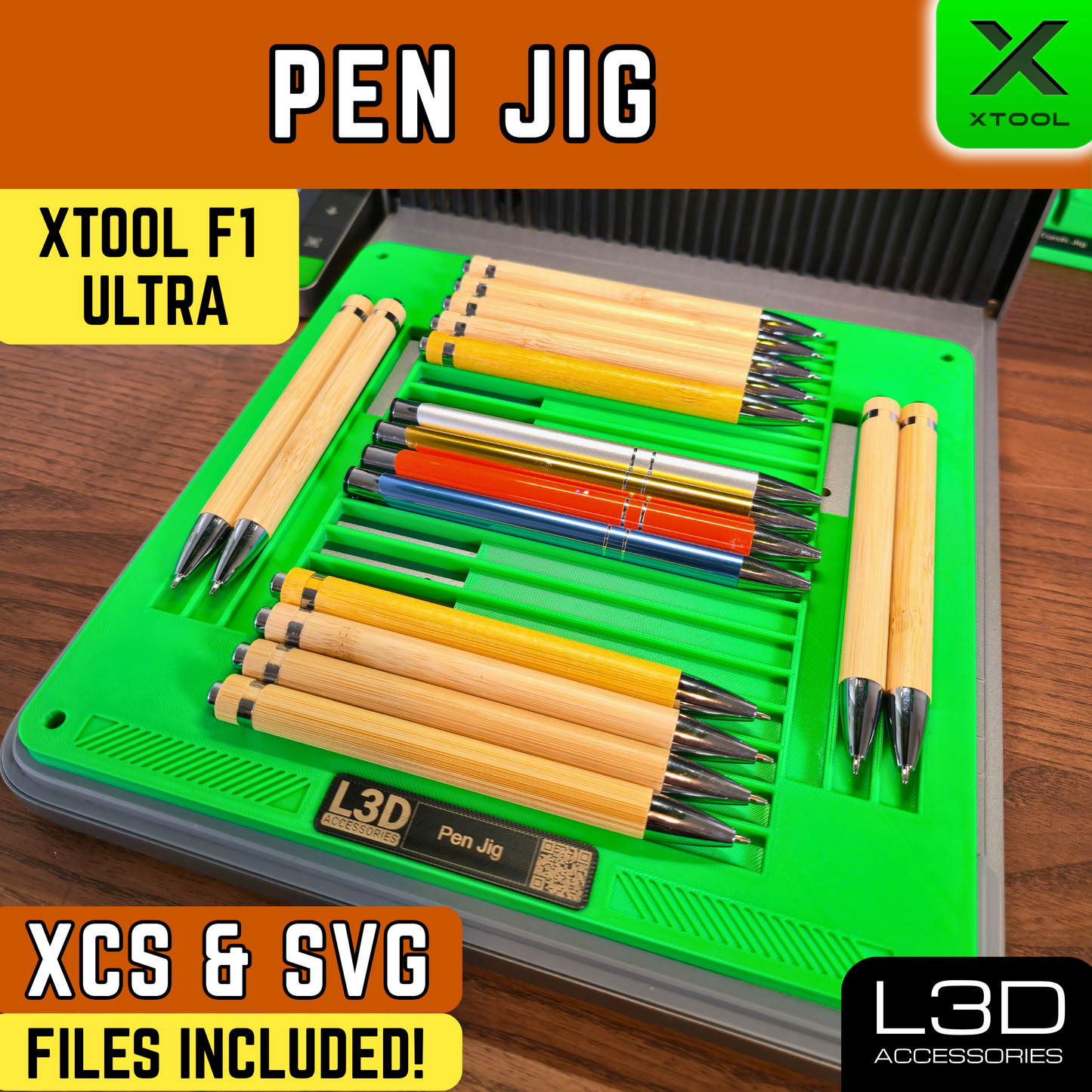 xTool F1 Ultra Pen Engraving Jig | Fits Bamboo & Metal Ballpoint Pens