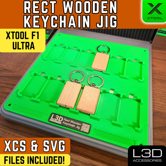 xTool F1 Ultra Rectangular Wooden Keychain Jig | Fits 45mm x 25mm Tags