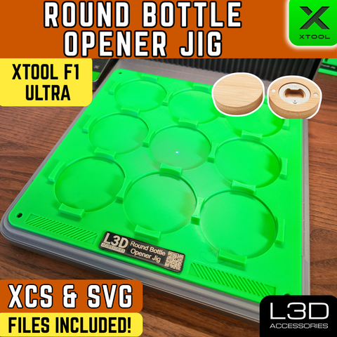 Round Bamboo Bottle Opener Jig for xTool F1 Ultra, F2 Ultra & F2 Ultra UV | 6cm Blanks