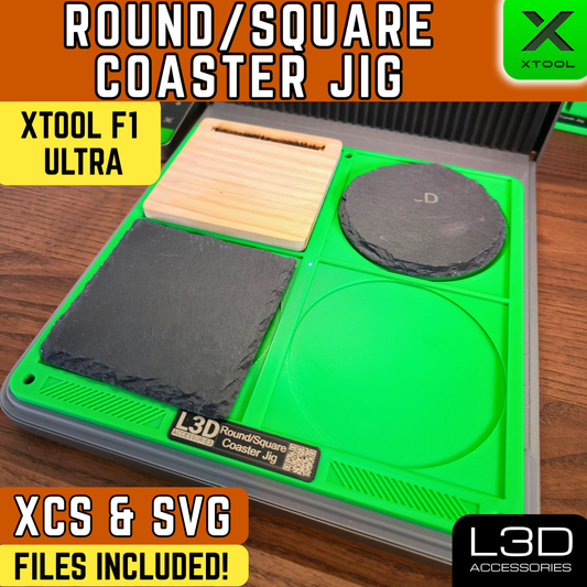 xTool F1 Ultra Coaster Jig | 4-Inch Slate & Wooden Coasters