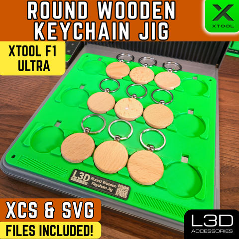 Round Wooden Keychain Jig for xTool F1 Ultra, F2 Ultra & F2 Ultra UV | 40mm x 7mm Discs