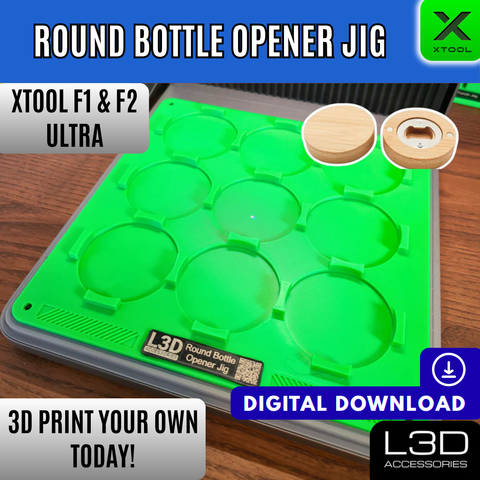 Round Bamboo Bottle Opener Jig STL for xTool F1 Ultra, F2 Ultra & F2 Ultra UV | Digital Download