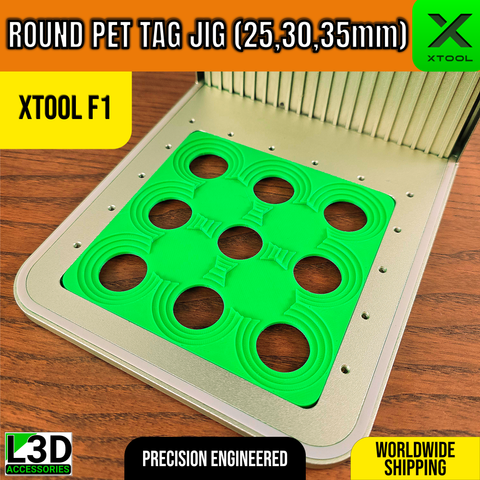 Round Pet Tag Engraving Jig for xTool F1, F1 Lite & F2 | 25mm, 30mm & 35mm Tags