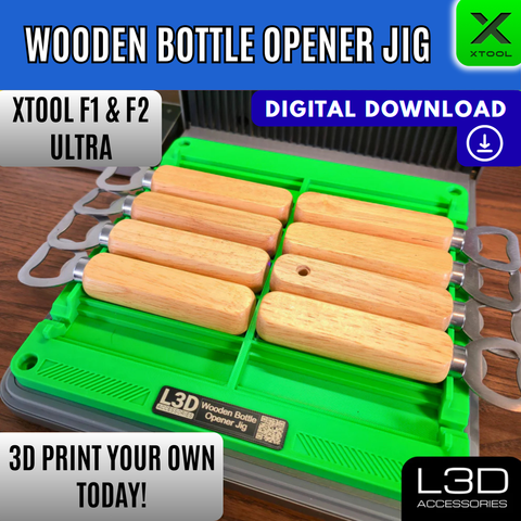 Wooden Bottle Opener Jig STL for xTool F1 Ultra, F2 Ultra & F2 Ultra UV | 140mm x 40mm | Digital Download