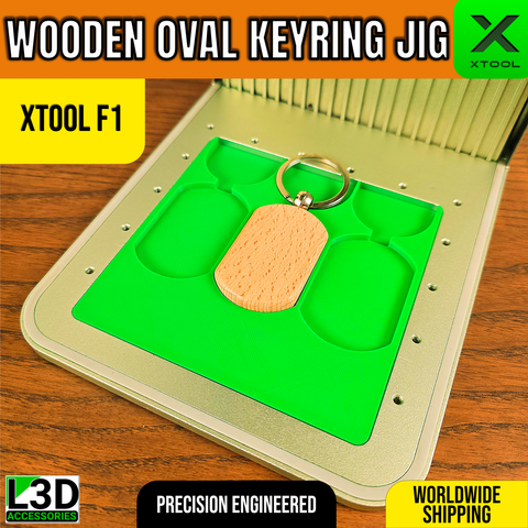 Oval Wooden Keychain Engraving Jig for xTool F1, F1 Lite & F2 | Precision Holder