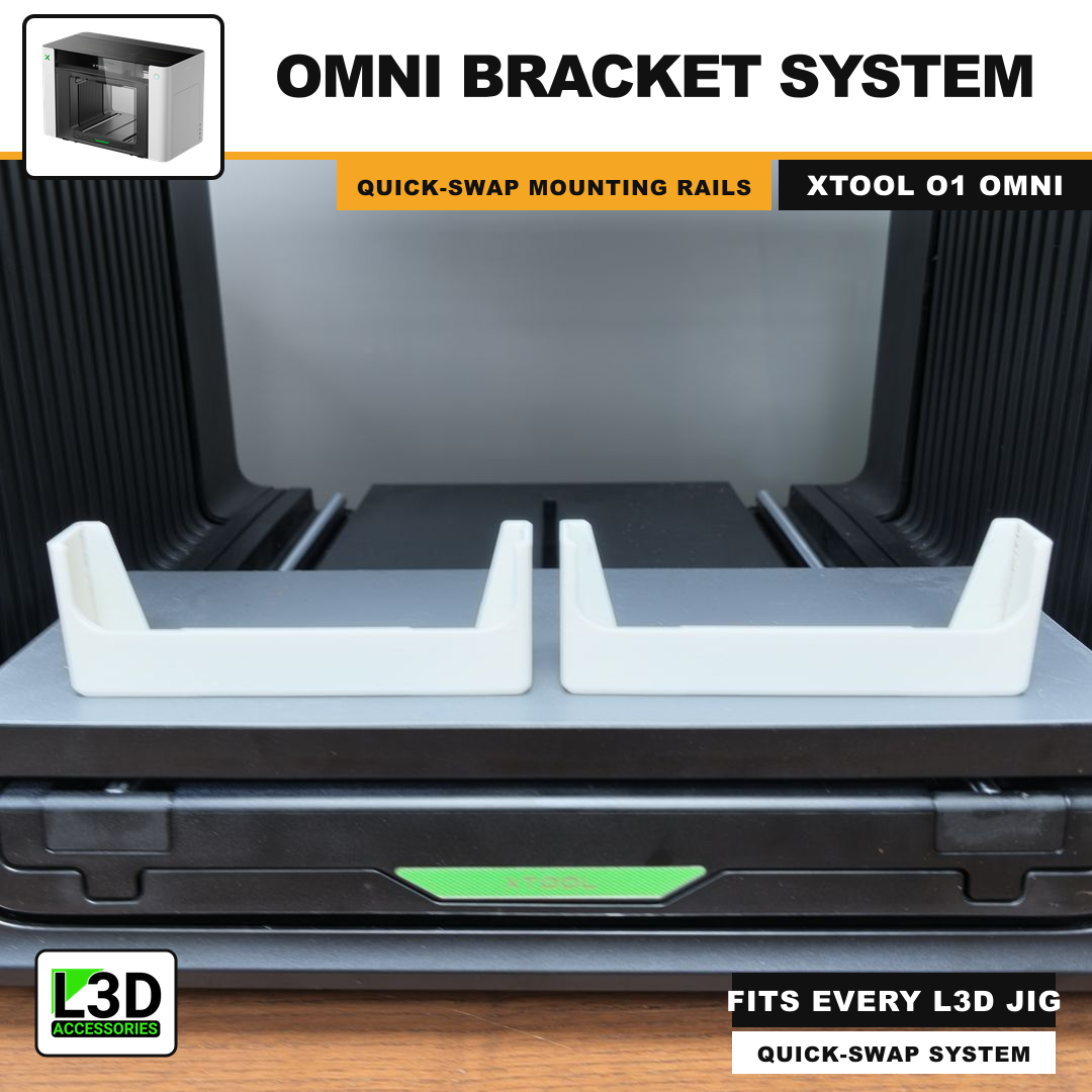 Omni Bracket System for xTool O1 Omni UV Printer, quick-swap jig mounting rails