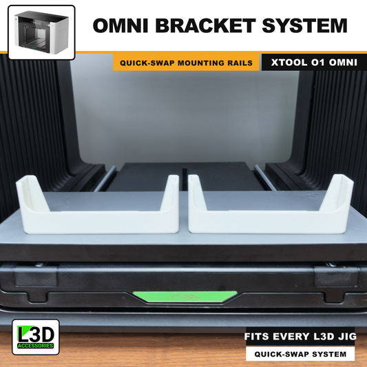 Omni Bracket System for xTool O1 Omni UV Printer, quick-swap jig mounting rails