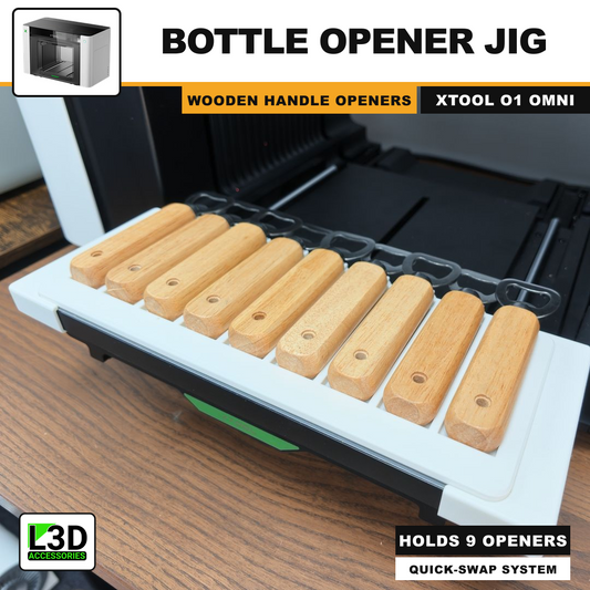 Bottle Opener Jig for xTool O1 Omni, holds 9 openers