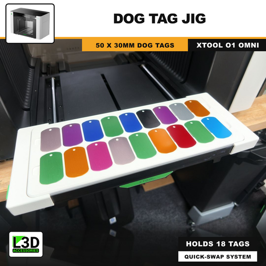Dog Tag Jig for xTool O1 Omni UV Printer, holds 18 dog tags