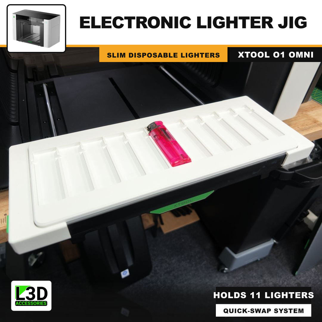 Electronic Lighter Jig for xTool O1 Omni UV Printer, holds 11 lighters