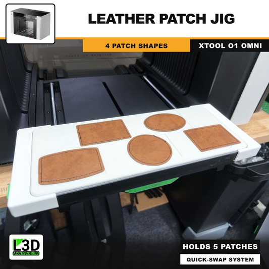 Leather Patch Jig for xTool O1 Omni UV Printer, holds 5 patches