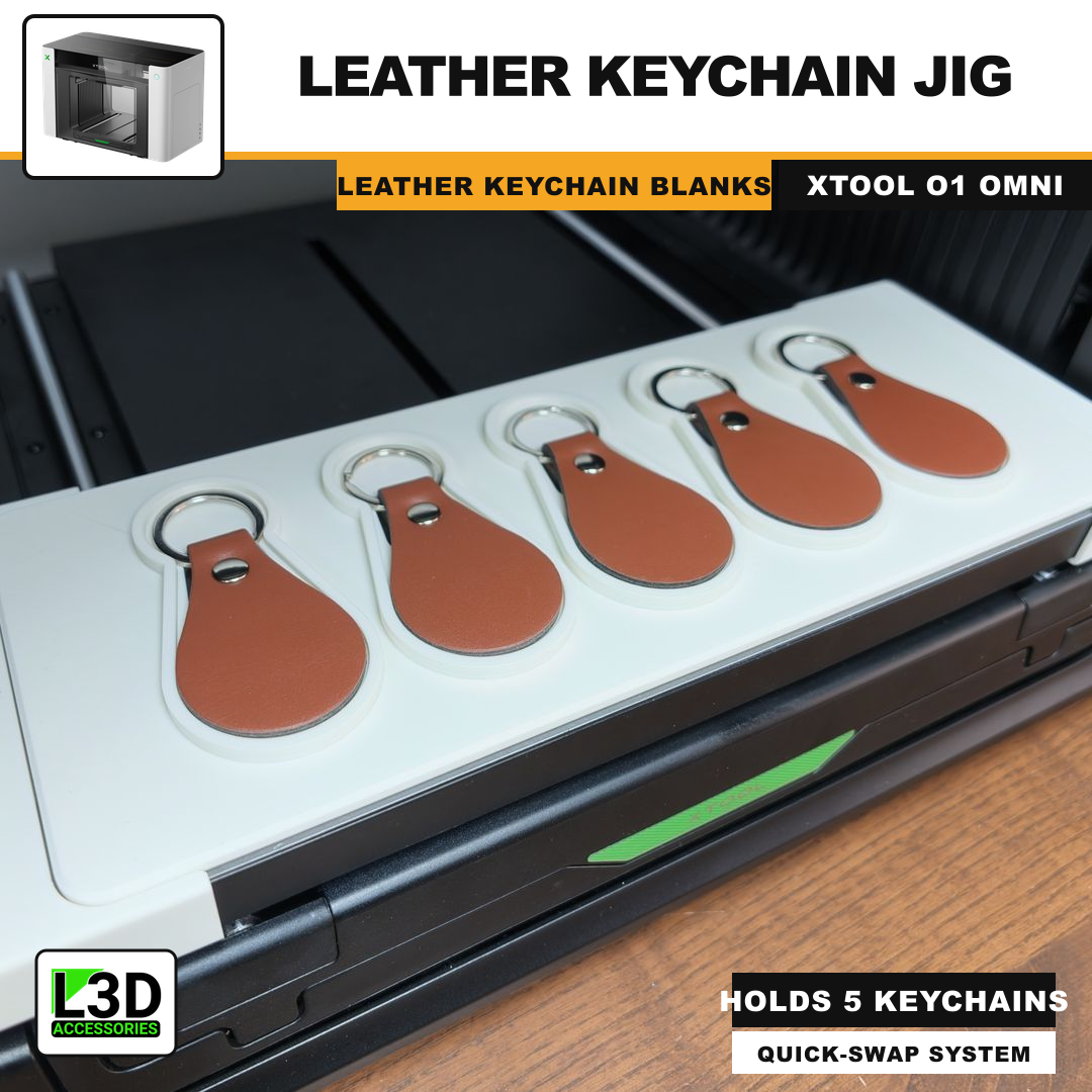 Leather Keychain Jig for xTool O1 Omni, holds 5 keychains