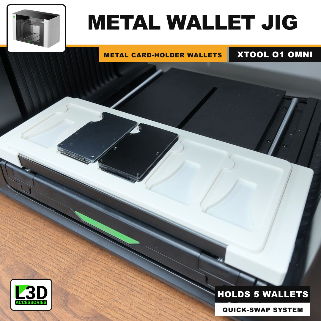 Metal Wallet Jig for xTool O1 Omni UV Printer, holds 5 wallets