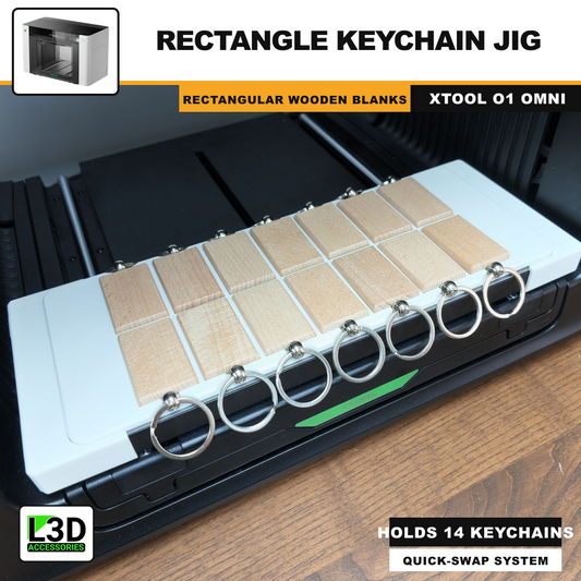Rectangle Keychain Jig for xTool O1 Omni, holds 14 keychains