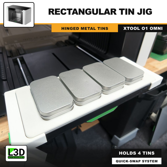 Rectangular Tin Jig for xTool O1 Omni UV Printer, holds 4 tins
