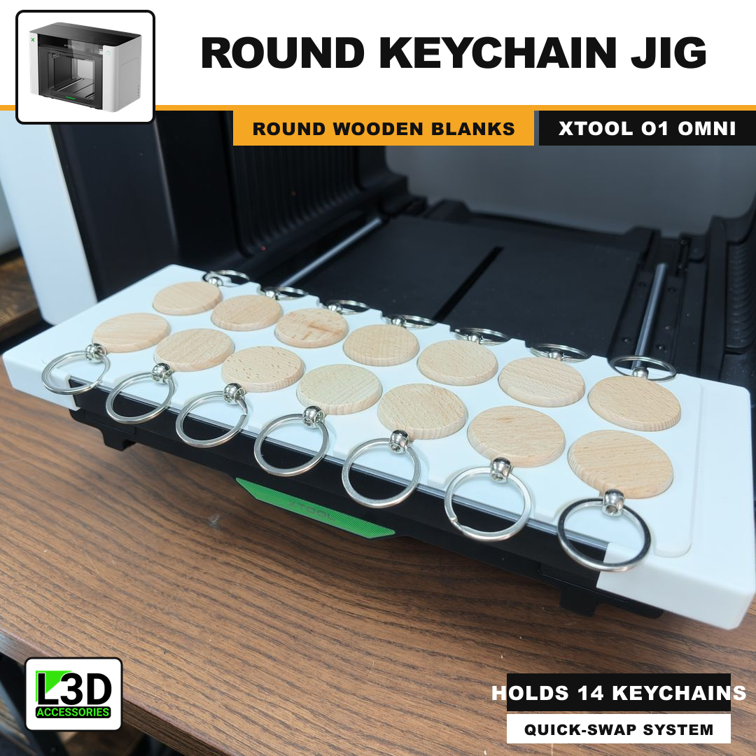 Round Keychain Jig for xTool O1 Omni, holds 14 keychains