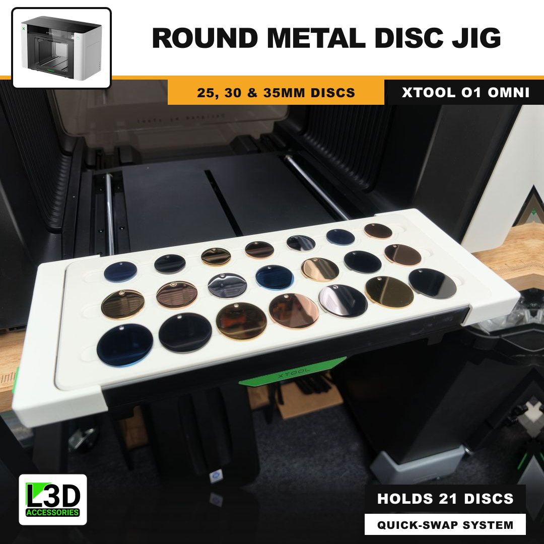 Round Metal Disc Jig for xTool O1 Omni UV Printer, holds 21 discs