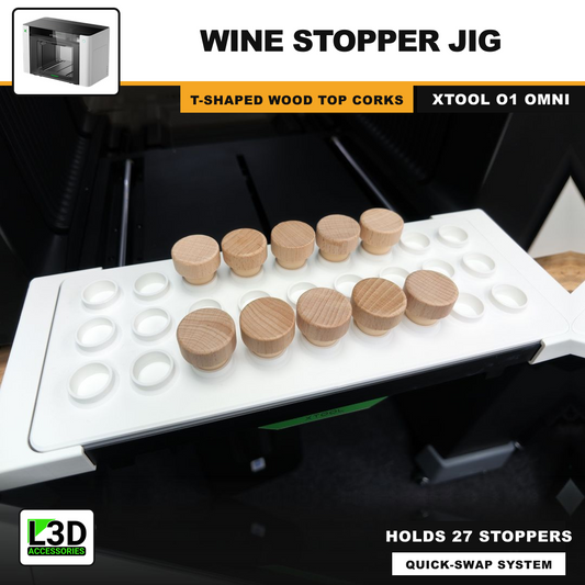Wine Stopper Jig for xTool O1 Omni UV Printer, holds 27 wine stoppers