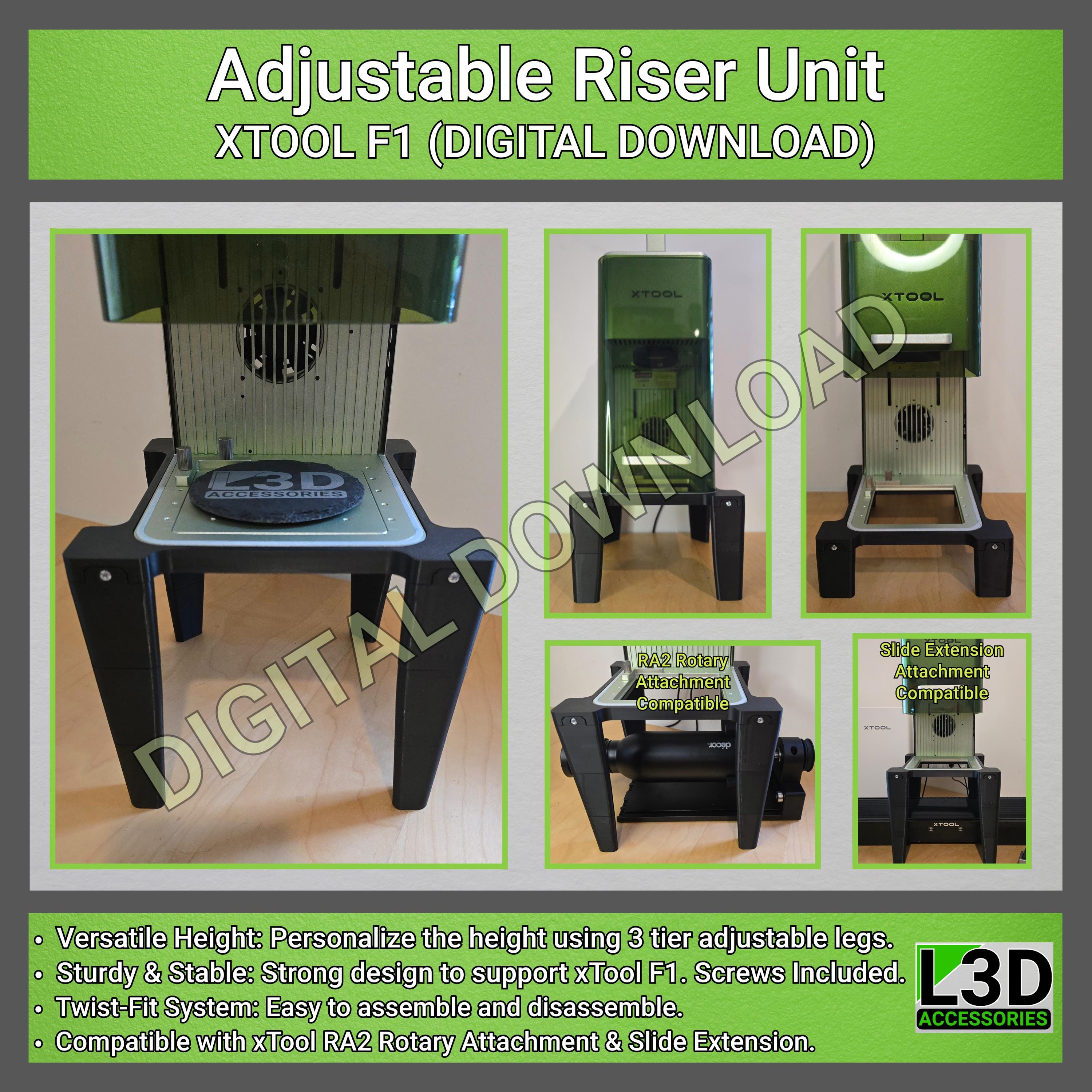 Riser Stand STL | xTool F1 & F2 Laser Engraver STL – L3D Accessories