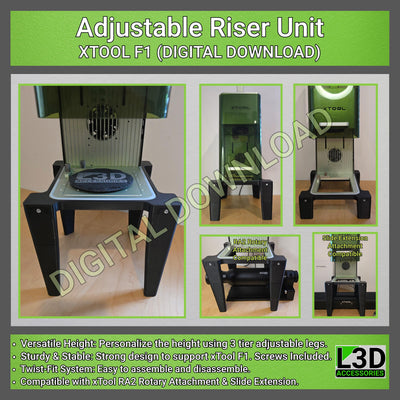 Digital Download | xTool F1 & F2 Adjustable Riser Stand – Fully 3D Printable Height Extension (STL Files)