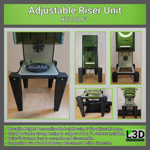 Adjustable Riser Stand for xTool F1, F1 Lite & F2 | Laser Engraver Height Extension