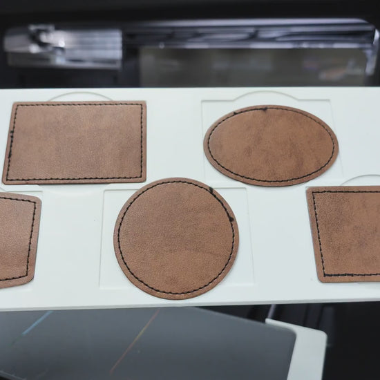 Leather Patch Jig in use on the xTool O1 Omni