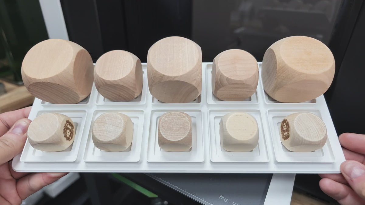 Wooden Dice Jig in use on the xTool O1 Omni