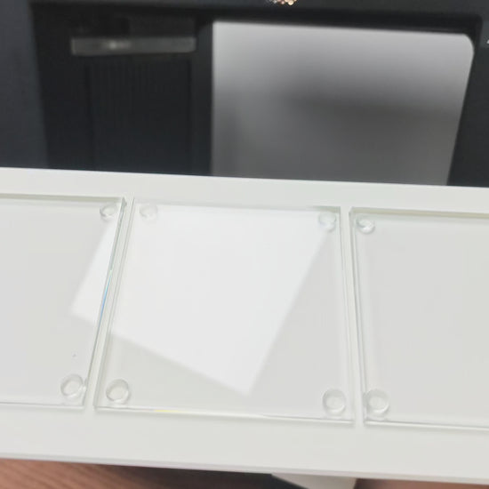 Video of the glass coaster jig batch printing on the xTool O1 Omni UV printer