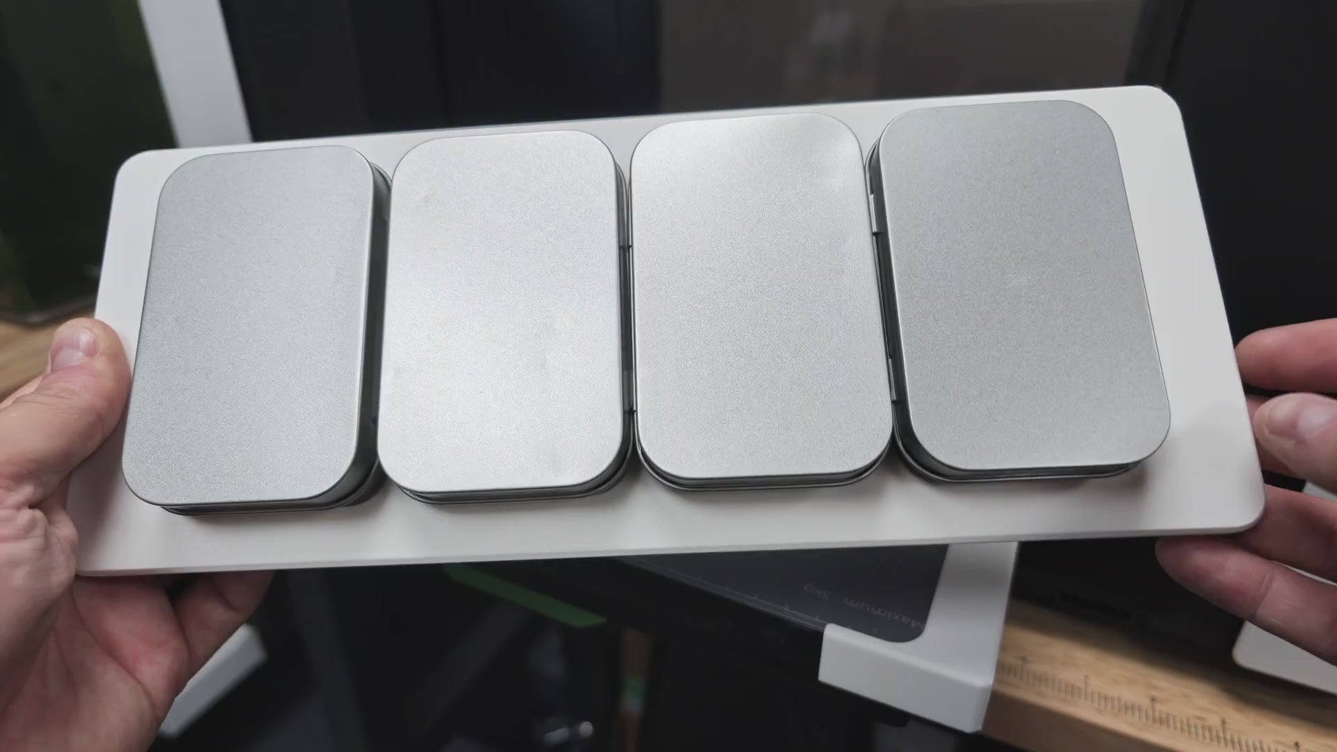 Rectangular Tin Jig in use on the xTool O1 Omni