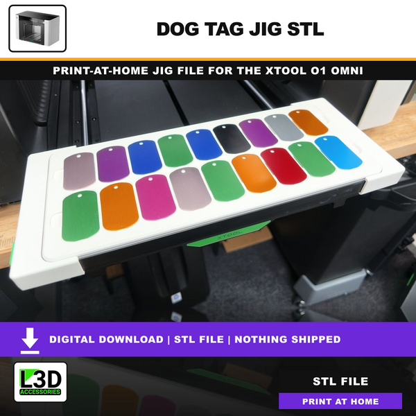 L3D Dog Tag Jig STL for xTool O1 Omni UV Printer, instant digital download